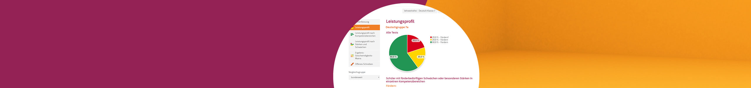 Leistungsprofil mit Tortengrafik